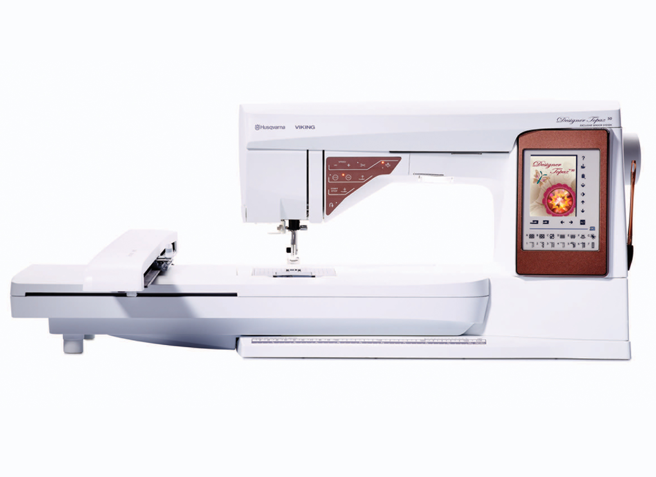 Featured image for “HUSQVARNA® VIKING® DESIGNER TOPAZ™ 50 Sewing & Embroidery Machine”